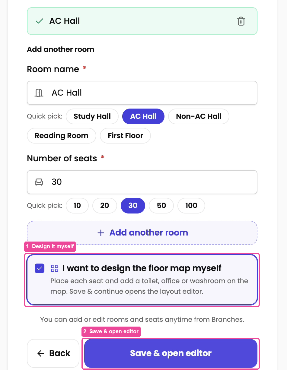 Seats step with the floor map option ticked