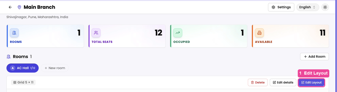 Edit Layout on the room, inside Manage rooms