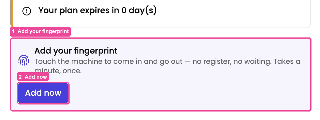 Add your fingerprint card on the student's profile